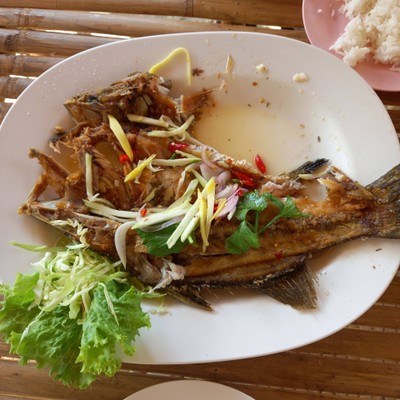 ปลากระพงทอดน้ำปลา