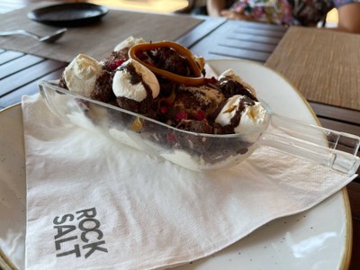Triple chocolate brownie sundae