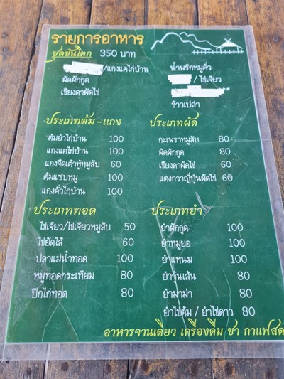 ป้ายราคาหรือสมุดเมนู