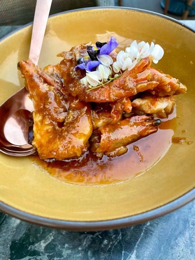 กุ้งทอดกระเทียมมันปู