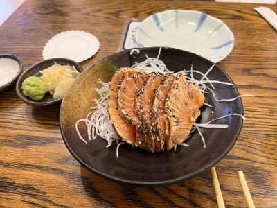 Salmon Goma Zuke Sashimi