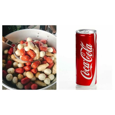 [อร่อยซ่ากับโค้ก] ลูกชิ้นหมู+ใส้กรอกกับโค้กกระป๋อง 325 มล.