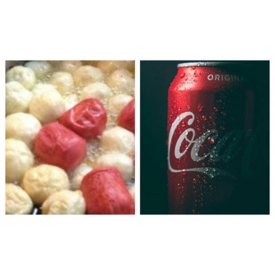 [อร่อยซ่ากับโค้ก] ลูกชิ้นหมู+ใส้กรอกกับโค้กกระป๋อง 325 มล.