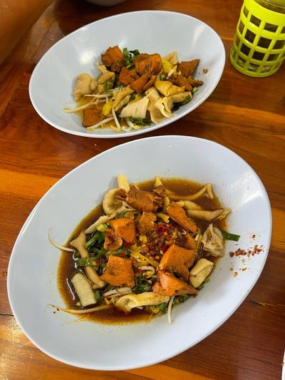 บะหมี่แบนน้ำ+บะหมี่แบนแห้ง