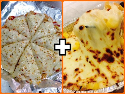 พิซซ่าไก่ชีส+ข้าวโพดชีสปังกรอบซอยมาโย