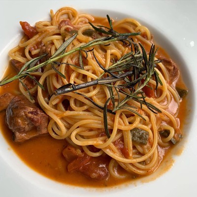 Lamb stew spaghetti