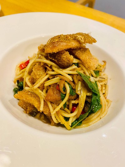 สปาเก็ตตี้ปลาสลิดขี้เมา