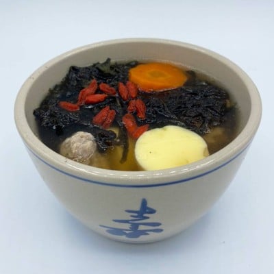 หมูสับตุ๋นยาจีนสาหร่าย เต้าหู้