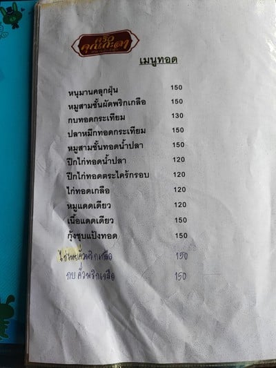 ป้ายราคาหรือสมุดเมนู