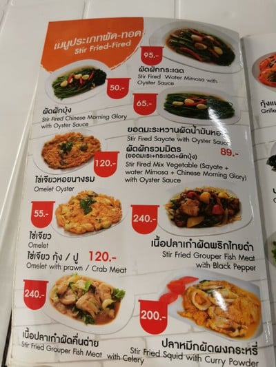 ป้ายราคาหรือสมุดเมนู