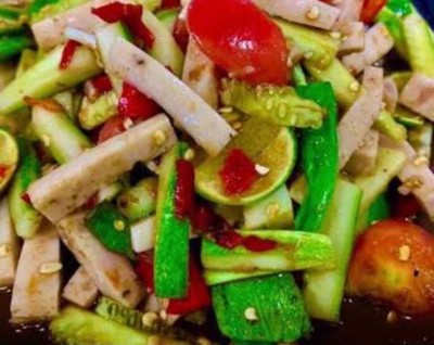 ตำแตง หมูยอ ปู (ปลาร้า ,ไม่ใส่ปลาร้า)