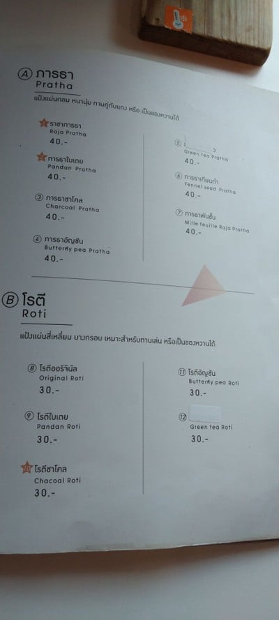 ป้ายราคาหรือสมุดเมนู