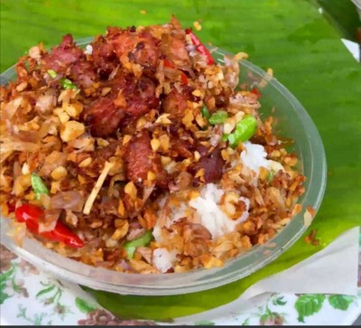 🐷ข้าวหมูทอด+กระเทียมพริกสด