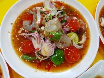 ยำกุ้งสดไข่แดง(แบบสุก! 