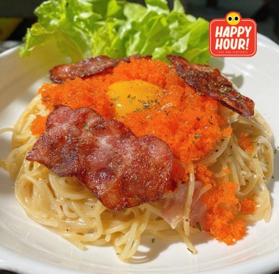 สปาเก็ตตี้คาโบนาร่า+ไข่กุ้ง