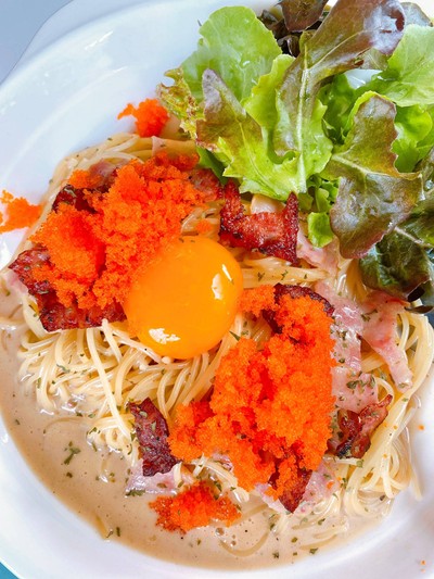 สปาเก็ตตี้คาโบนาร่า+ไข่กุ้ง