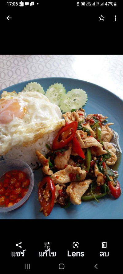 กระเพราไก่ไข่ดาว