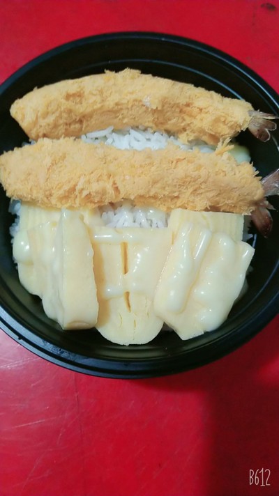 ข้าวไข่หวานกุ้งทอด+กุ้งทอด