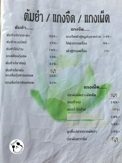 ป้ายราคาหรือสมุดเมนู