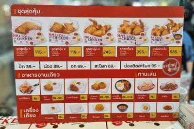 ป้ายราคาหรือสมุดเมนู