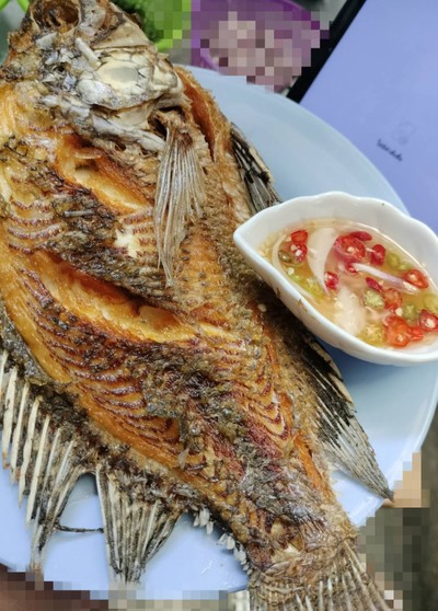 ปลานิลทอด(ทั้งตัว)กับข้าว