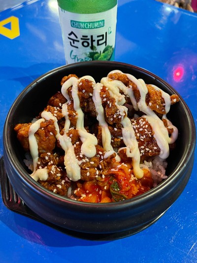 ข้าวไก่ทอดชอนมัน&มันโย