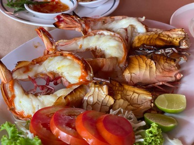 กุ้งลายเสือย่างเนย