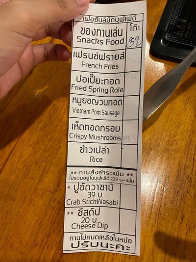 ป้ายราคาหรือสมุดเมนู