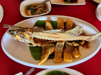 ปลากะพงทอดราดน้ำปลา