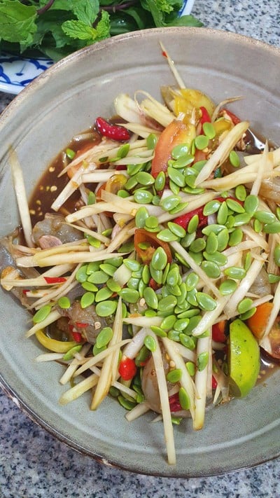 ตำซั่วปลาร้ากุ้งสด