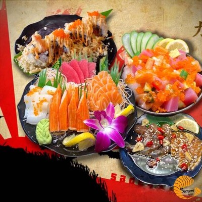 Susumi sushi (ซูซูมิ ซูชิ) - ซาชิมิ แซลม่อน แซลมอนดอง กุ้งดอง อาหารญี่ปุ่น Salmon Sashimi ซาซิมิ ลาดหลุมแก้ว