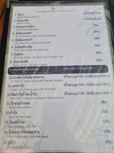 ป้ายราคาหรือสมุดเมนู