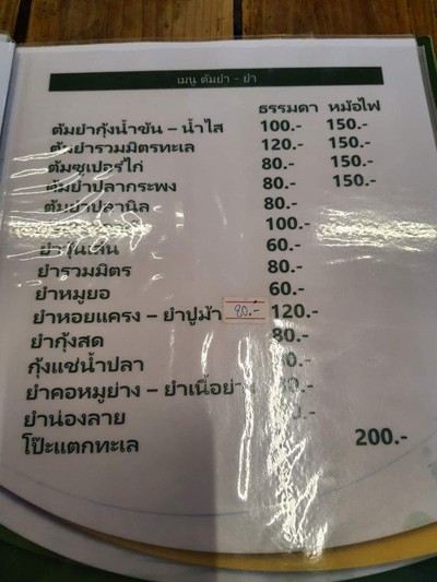 ป้ายราคาหรือสมุดเมนู