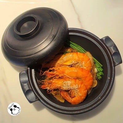 กุ้งลายเสืออบวุ้นเส้น