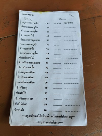 ป้ายราคาหรือสมุดเมนู