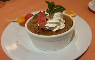 Taro and coconut creme brulee