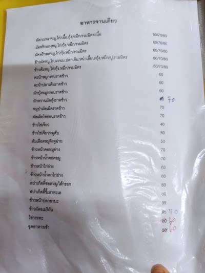 ป้ายราคาหรือสมุดเมนู
