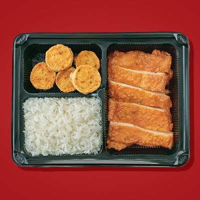 ข้าวสเต๊กไก่เผ็ด+ไก่จ๊อสูตรต้นตำรับ