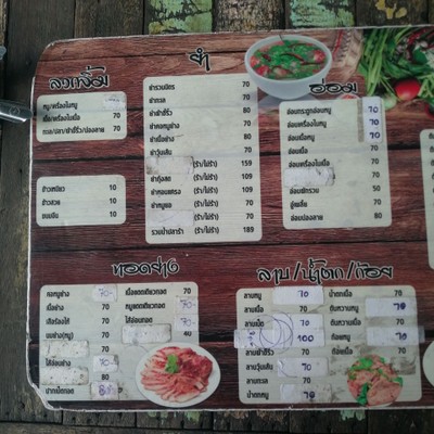 ป้ายราคาหรือสมุดเมนู