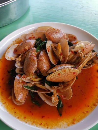 หอยลายผัดพริกเผา