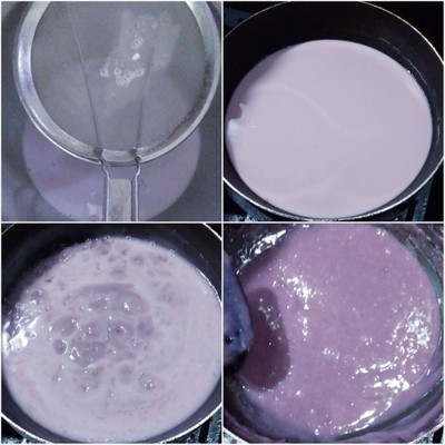 วิธีทำ ขนมเปียกปูนดอกอัญชัน