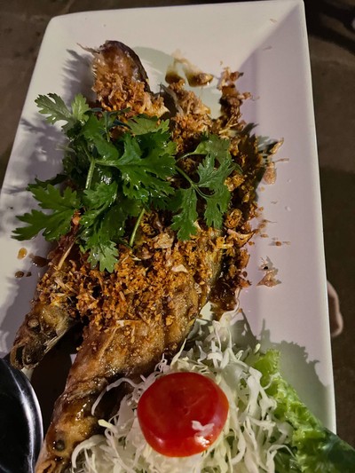 ปลาเนื้ออ่อนทอดกระเทียม