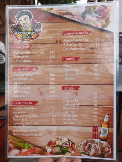 ป้ายราคาหรือสมุดเมนู