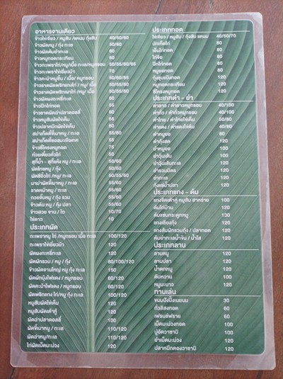 ป้ายราคาหรือสมุดเมนู