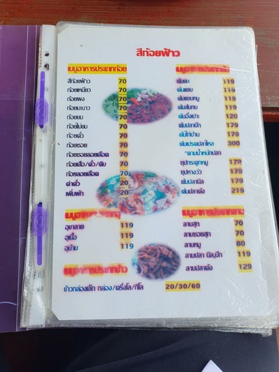 ป้ายราคาหรือสมุดเมนู