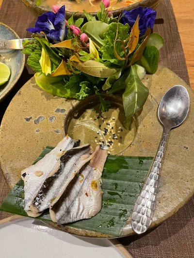 แจ่วมันปูนาแนมปลานึ่ง