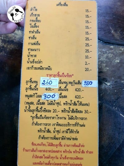 ป้ายราคาหรือสมุดเมนู