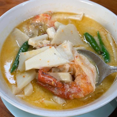 กุ้งต้มกะทิยอดมะพร้าว