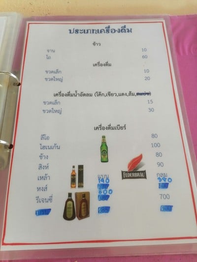 ป้ายราคาหรือสมุดเมนู