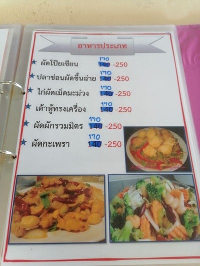 ป้ายราคาหรือสมุดเมนู